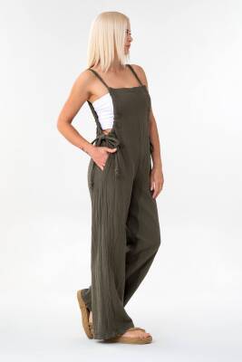 Müslin Salopet %100 Pamuk Yazlık Salaş Haki - Wenor