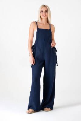 Müslin Salopet %100 Pamuk Yazlık Salaş Lacivert - Wenor