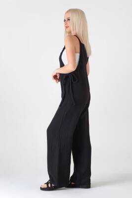 Müslin Salopet %100 Pamuk Yazlık Salaş Siyah - Wenor